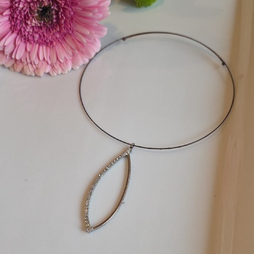 Silver Necklace with Crystal Accents